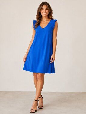 Belle Vere Royal Blue Ruffle Sleeve Dress – Size 2 (XS/S)